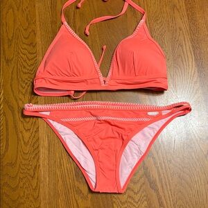 SUNSEEKER large Vibrant Coral Bikini Top 36c/d and 12 bottoms